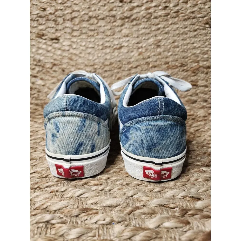 Vans Off The Wall Blue Denim Shoes Women's Size 10.5 Men 9 Sneakers Skater